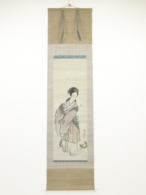 JAPANESE HANGING SCROLL / HAND PAINTED / BEAUTY / BY KOCHOKU NAGAYAMA